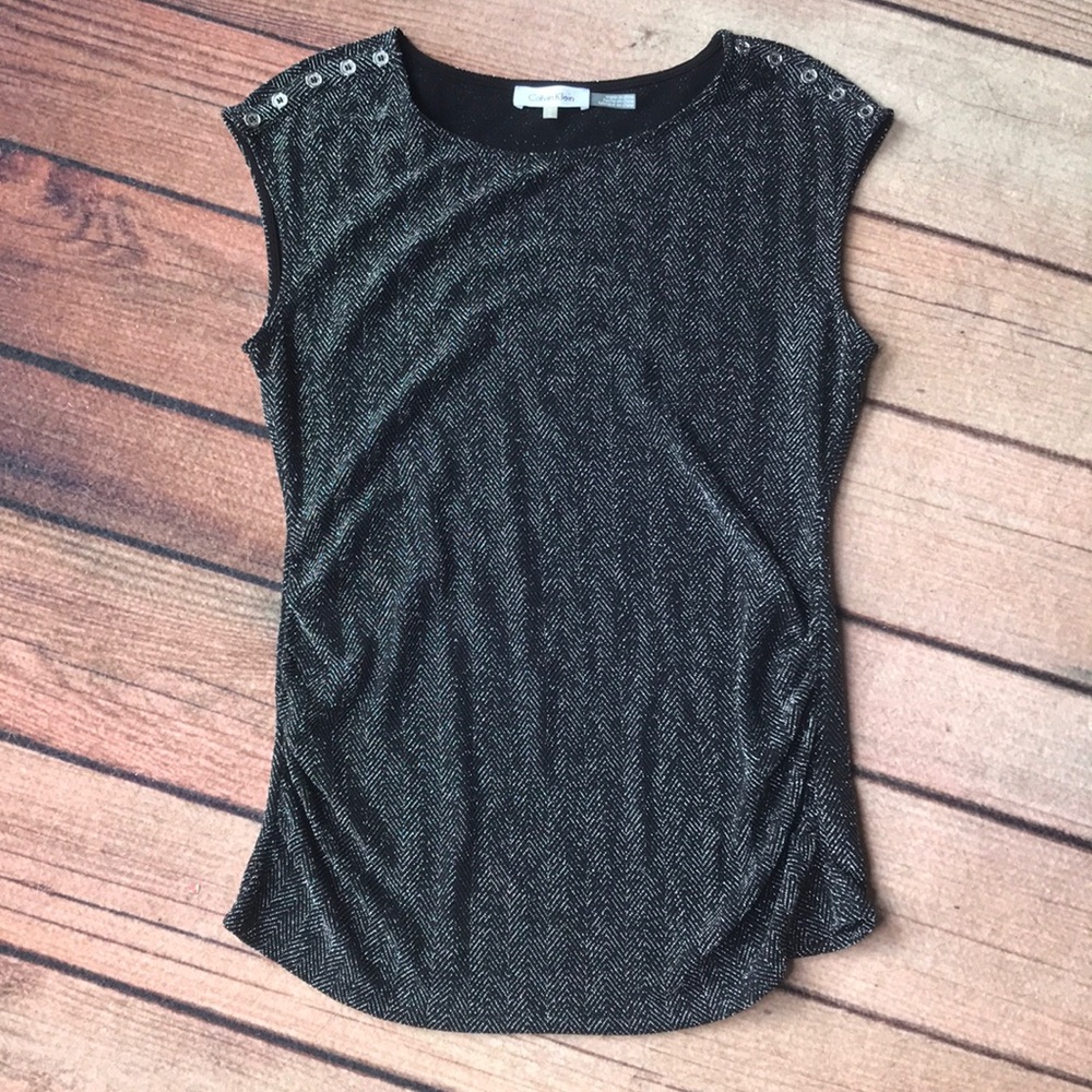 Calvin Klein black and silver sleeveless top